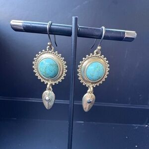 Turquoise and Gold Bohemian Earrings